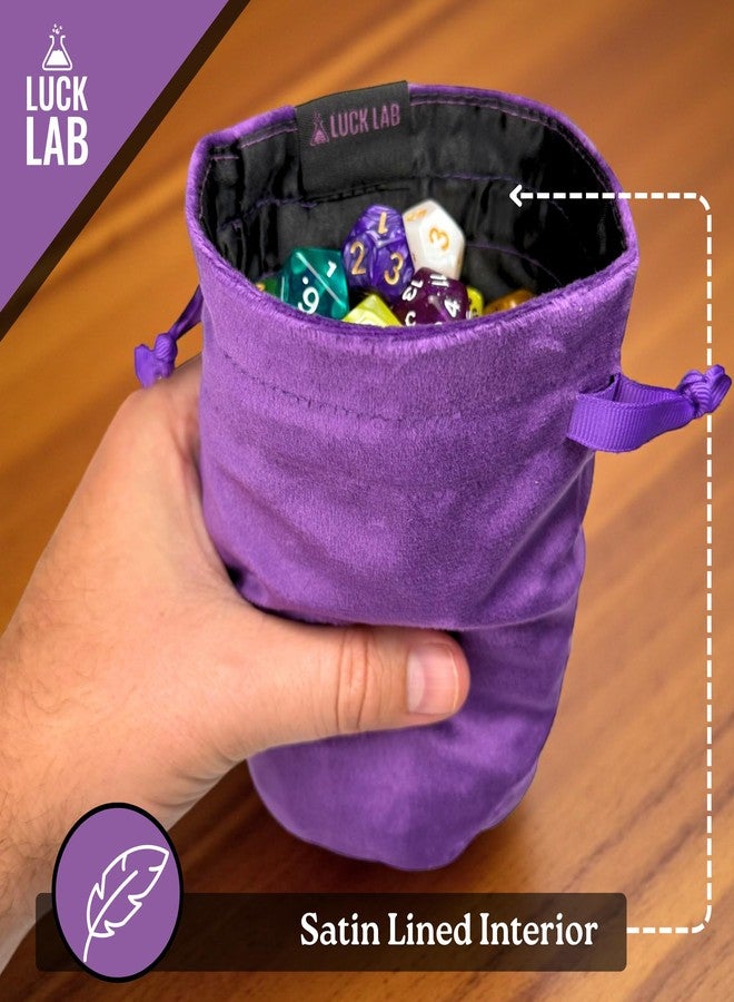 Luck Lab Velvet Drawstring Dice Bag - Set of Three Colors - Dungeons and Dragons Fabric/Standing Cotton Fabric Dice Bags/D&D Dice Pouch/Small Pouch/Velvet Jewelry Bag (Purple, Black, Grey) - Image 4
